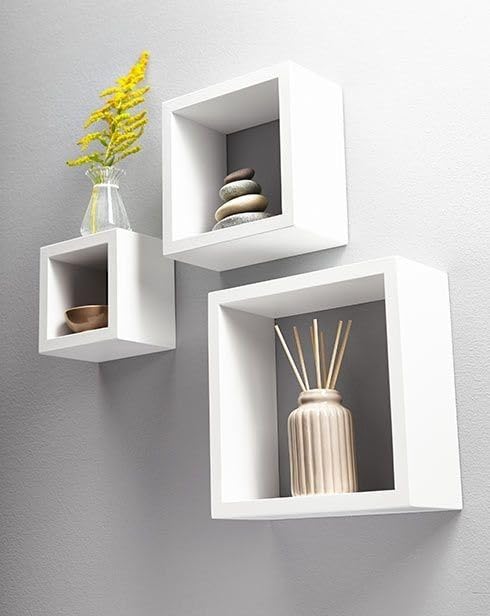 Cecaro Group Cubo Mensole Parete Bianche Set 3 Pezzi MDF