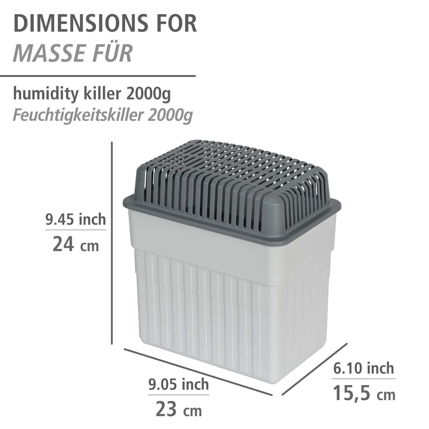 Wenko Deumidificatore Assorbiumidità 2 Kg Grigio 2,8 L