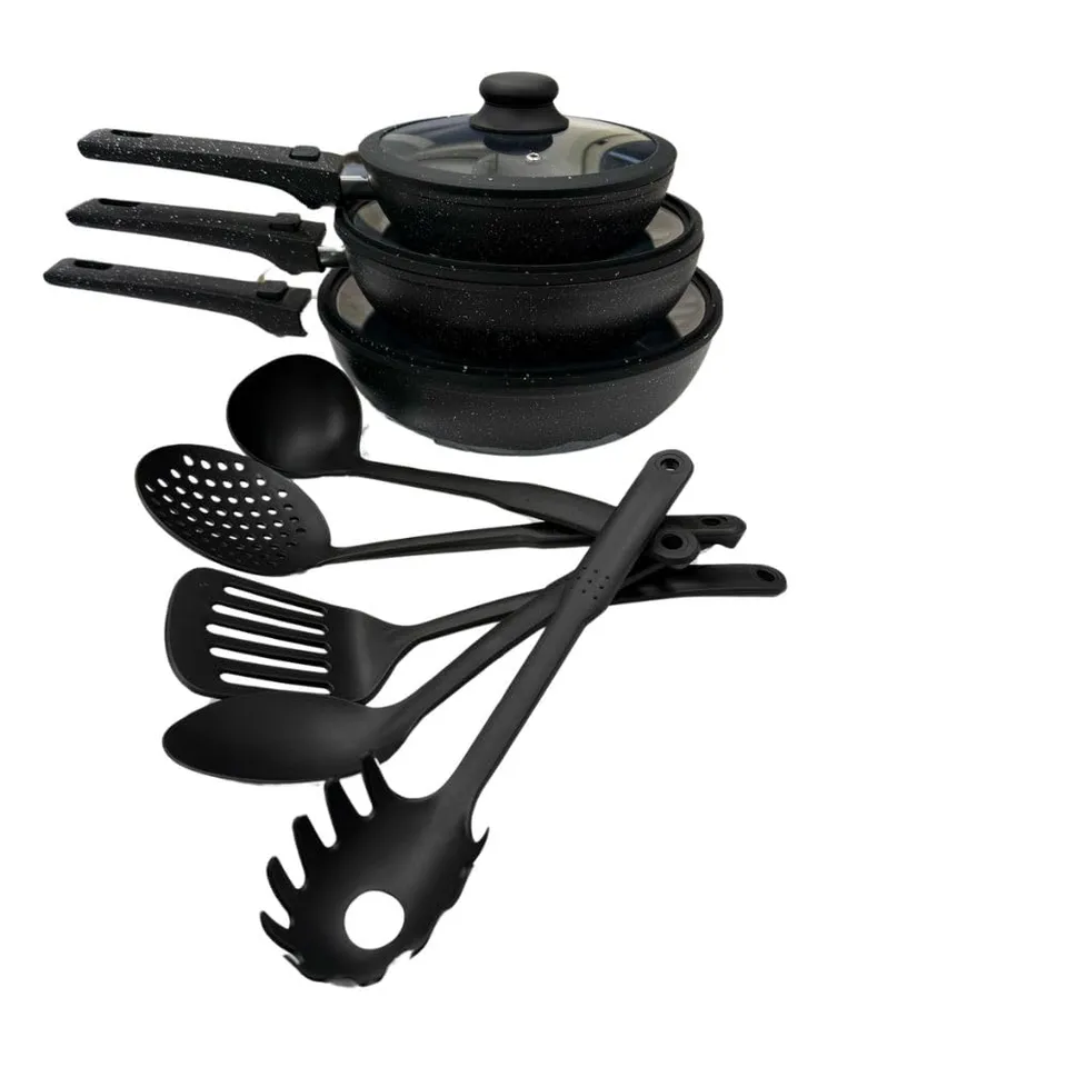 Cecaro Group Batteria Padelle 11 Pezzi Nera Antiaderente