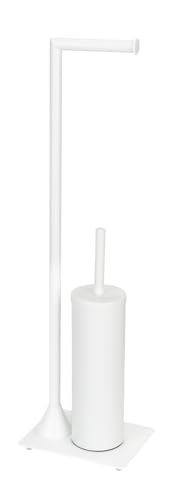 Wenko Hella scopino WC con portarotolo acciaio bianco