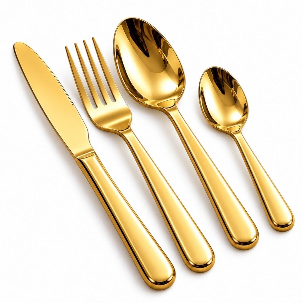 Cecaro Group Set Posate Oro 16 Pezzi Acciaio per 4 Persone
