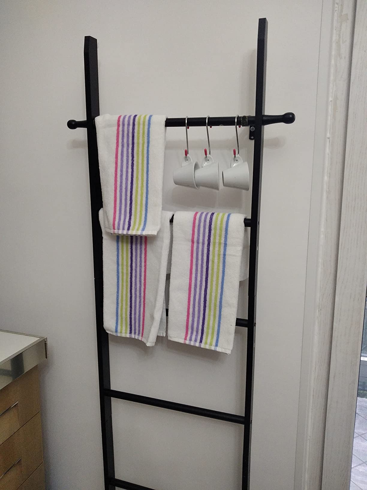 Wenko Loft Scaletta Portasalviette Bambù Nero 43x170 cm