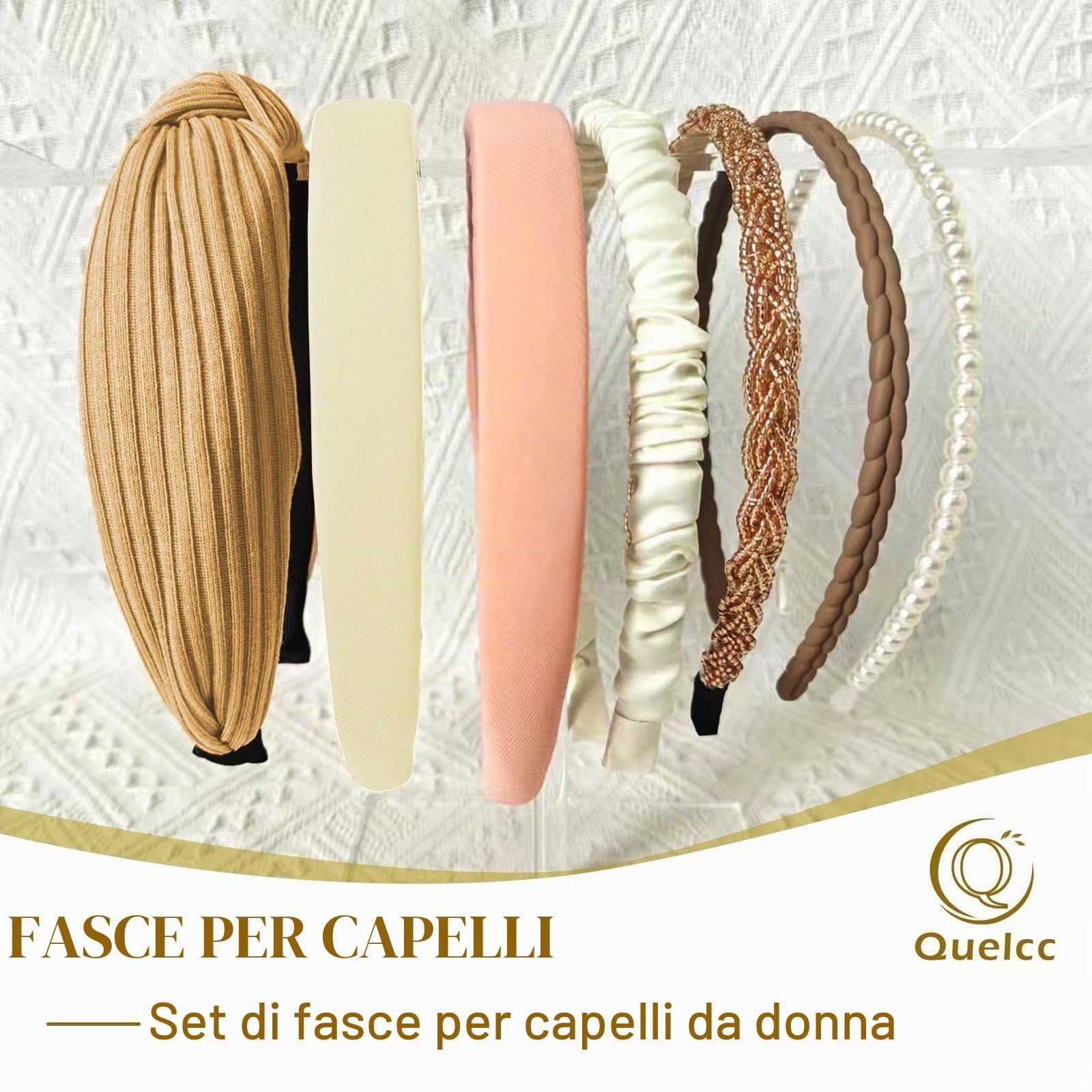 Quelcc Set 7 fasce capelli donna cerchietti con perle