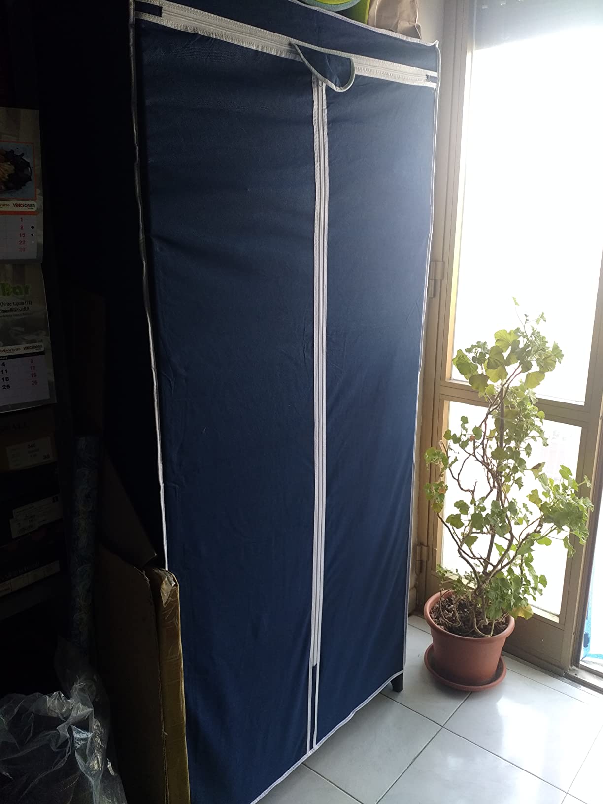 Wenko Air armadio in tessuto con ripiano 75x160x50 cm blu