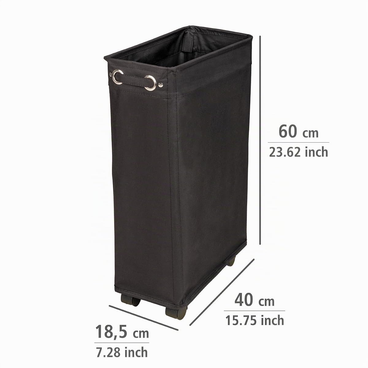 Wenko Corno cesto portabiancheria nero 43 l con ruote