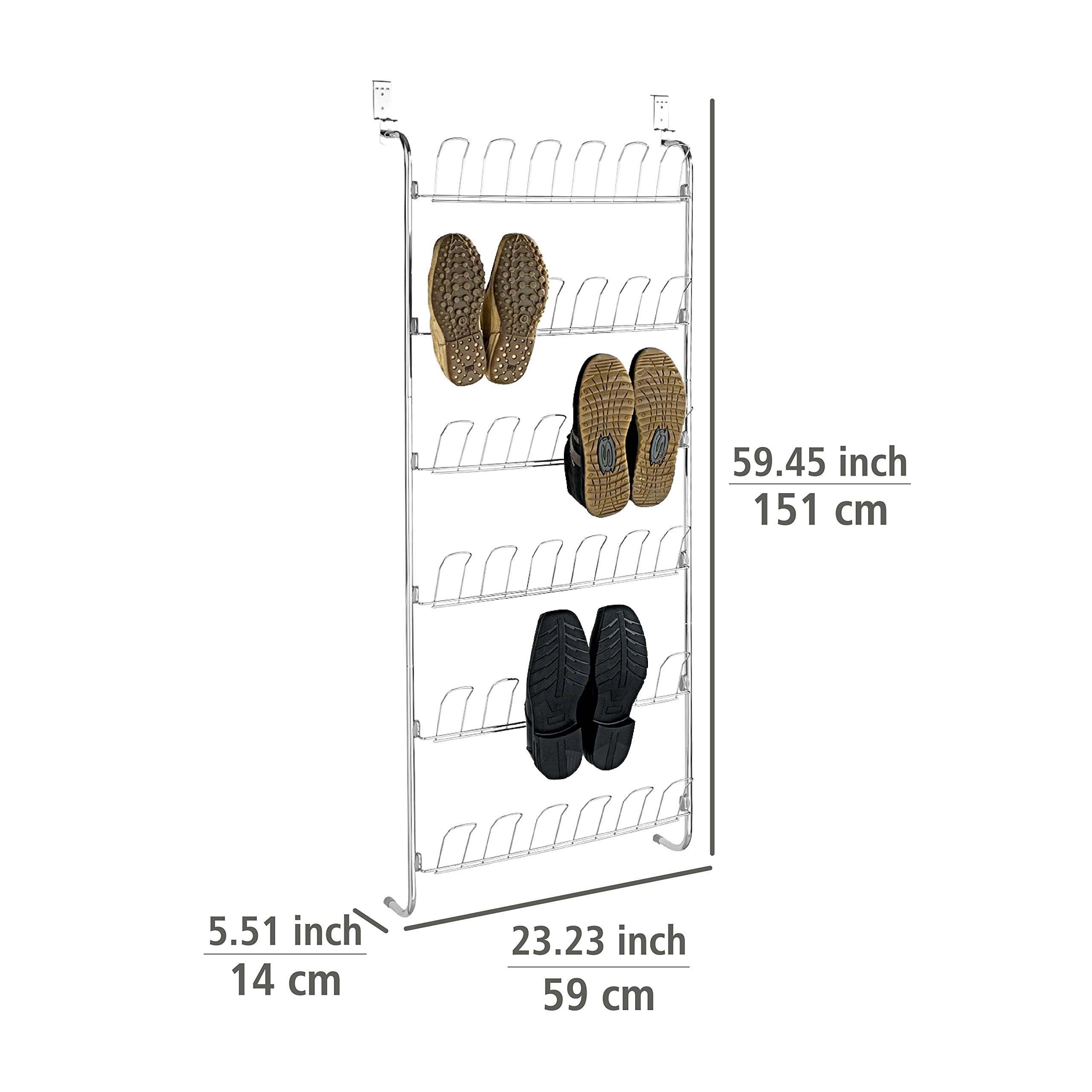 Wenko 4340030100 scarpiera da porta 18 paia argento