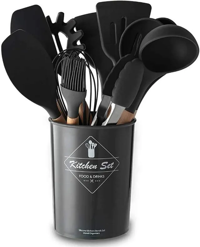 Cecaro Group set utensili cucina acciaio nero antiaderente
