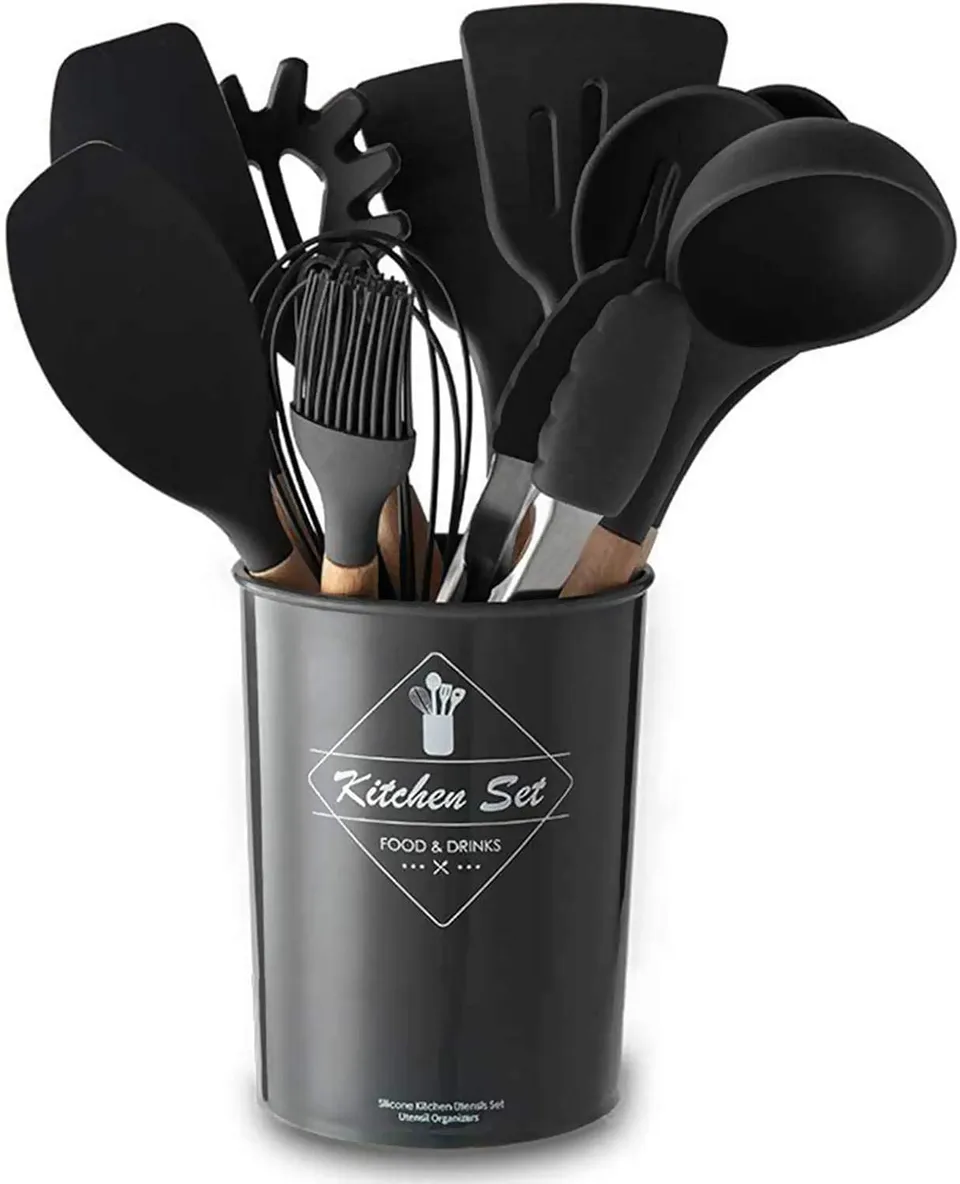 Cecaro Group set utensili cucina acciaio nero antiaderente