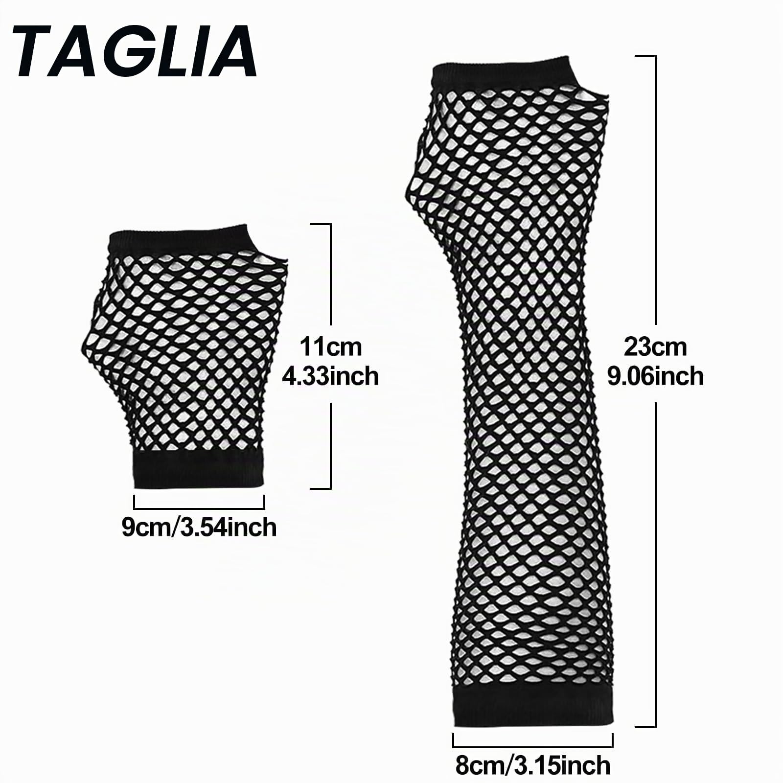 Quelcc guanti a rete senza dita neri 4 paia anni 80