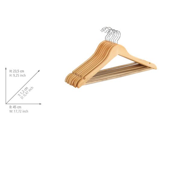Wenko Eco Grucce Legno Naturale 45 cm 24 Pezzi salvaspazio