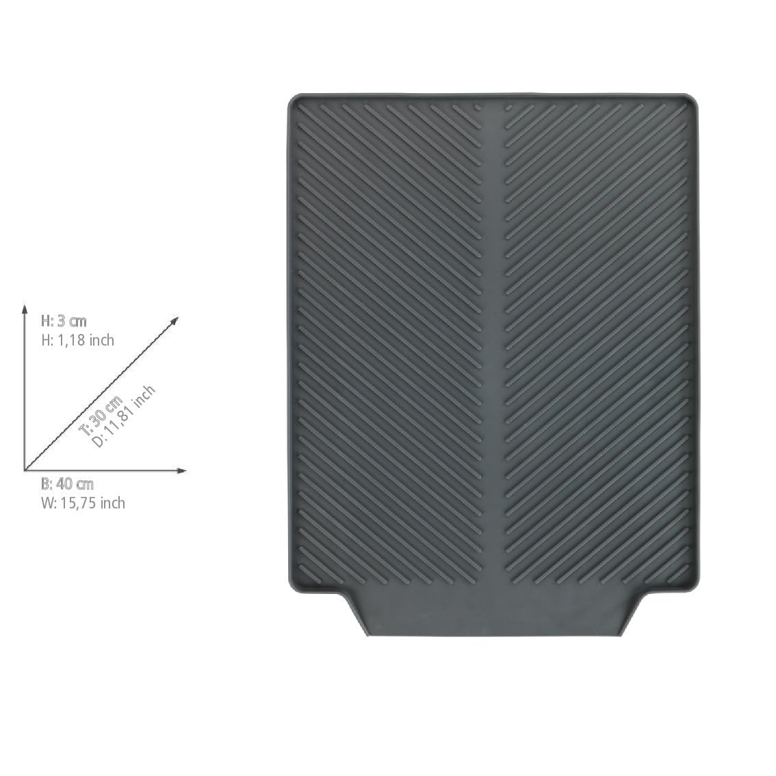 Wenko Linea Tappetino Scolapiatti Grigio 40x30 cm TPR