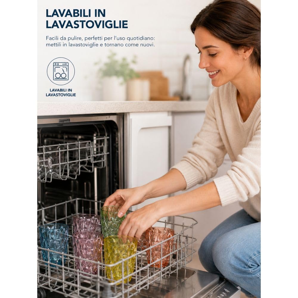 Cecaro Group Diamante Set 6 bicchieri 250 ml colorati