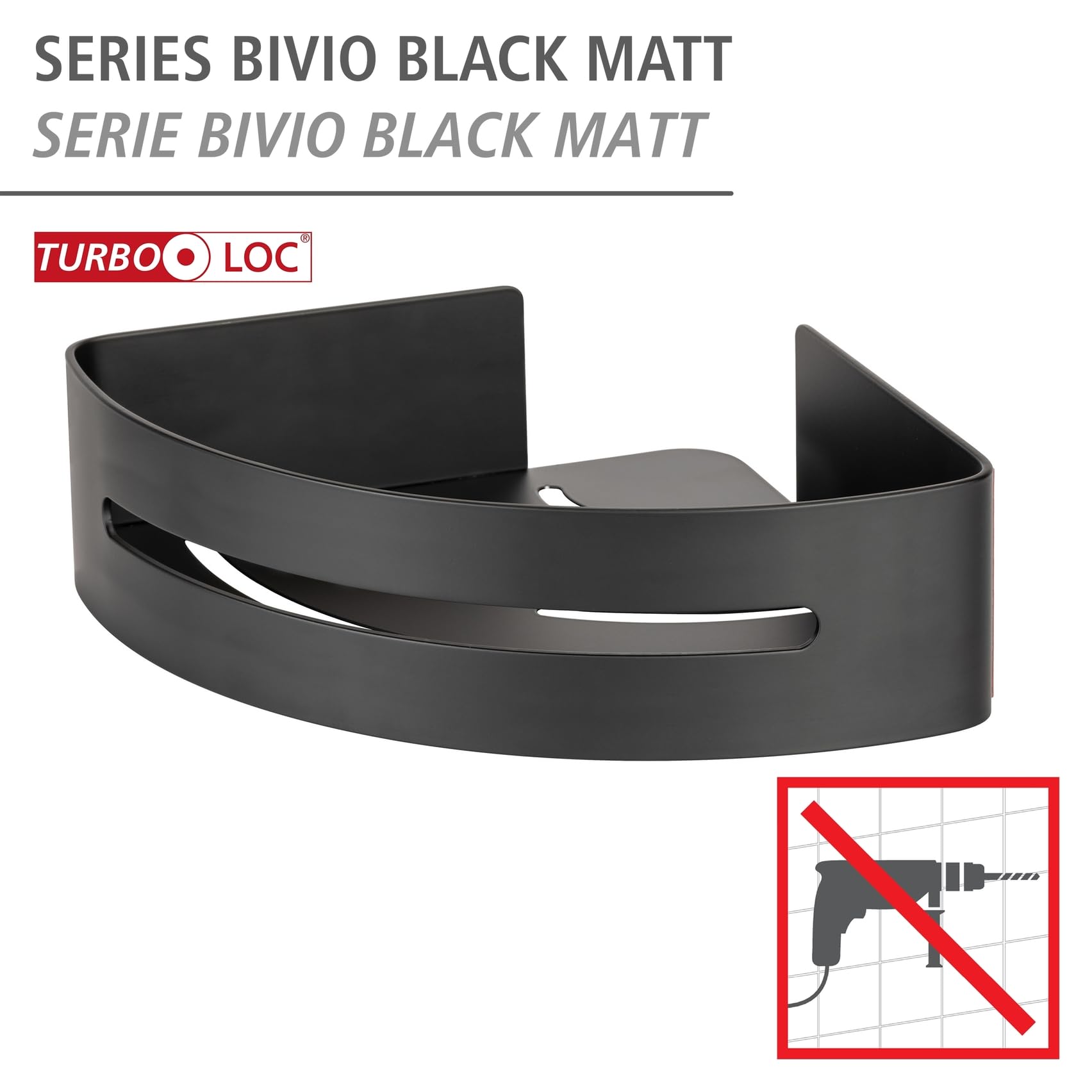 Wenko Turbo-Loc Bivio Mensola Angolare Nera Opaca