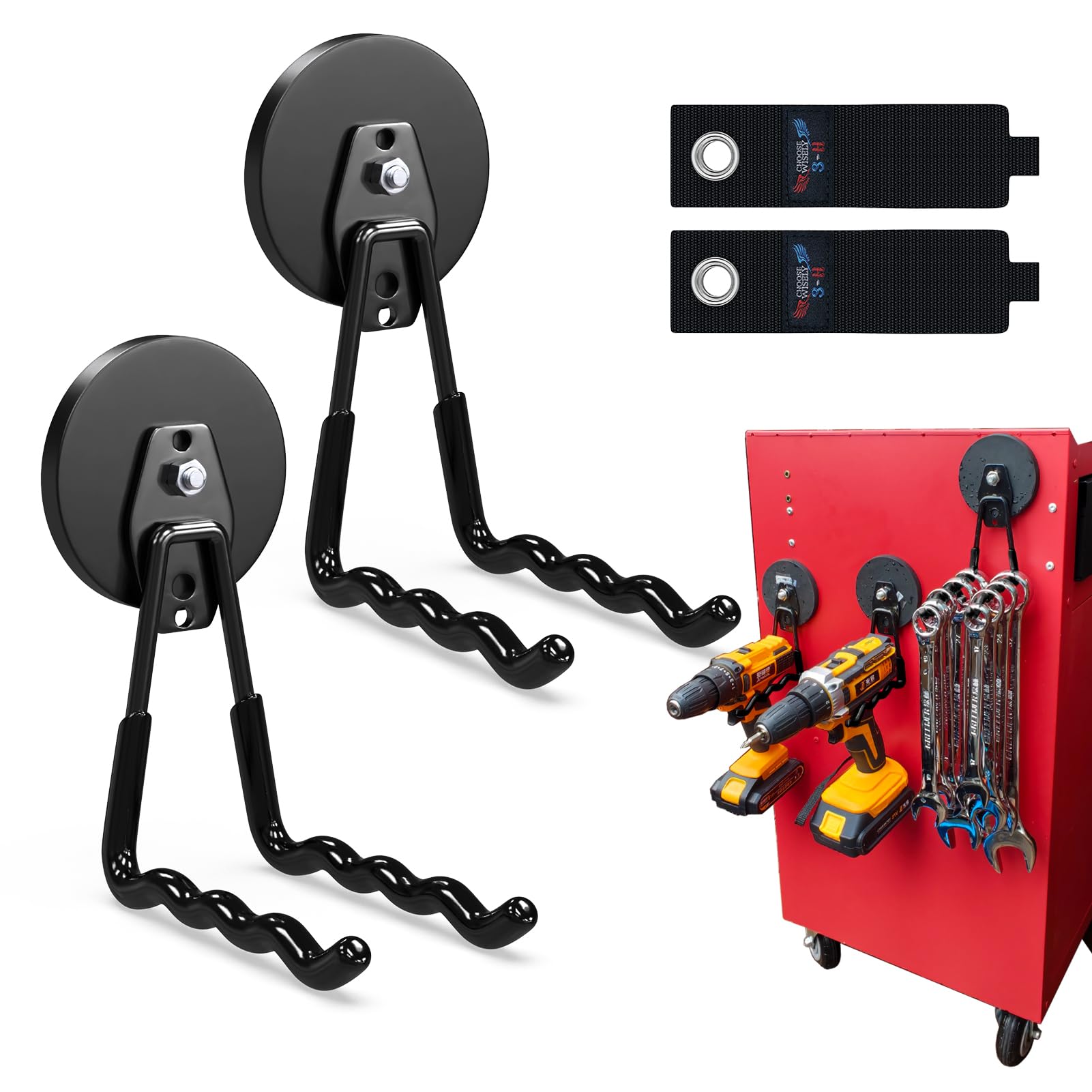 3-H Supporto Magnetico Scopa e Mocio Nero 4 Pezzi Metallo