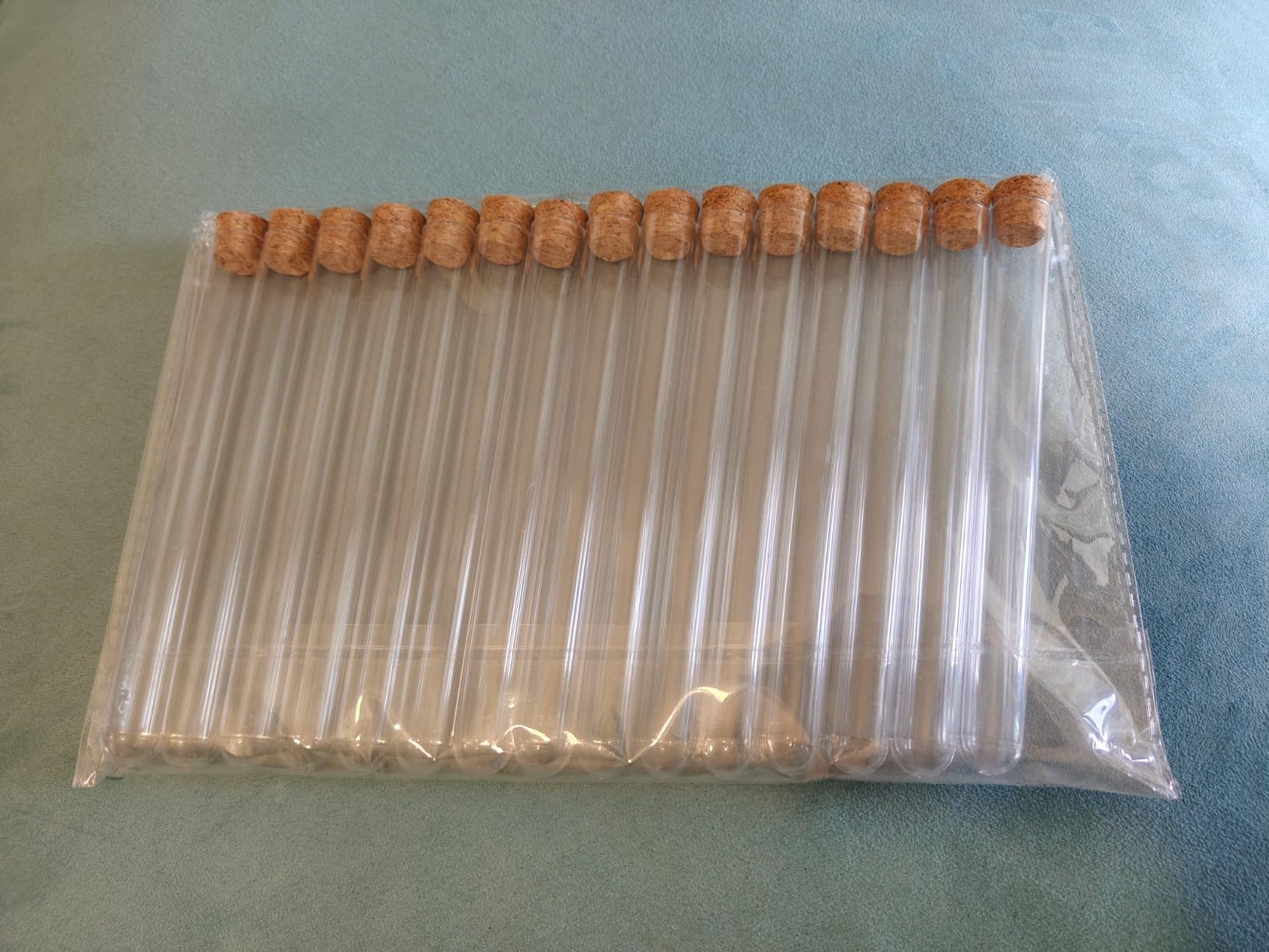 Quelcc Provette Plastica Sughero 15 Pezzi 12x75 mm Trasparenti