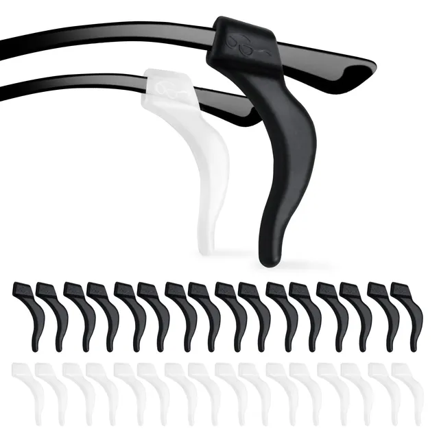 Quelcc ferma occhiali silicone 16 paia nero bianco antiscivolo