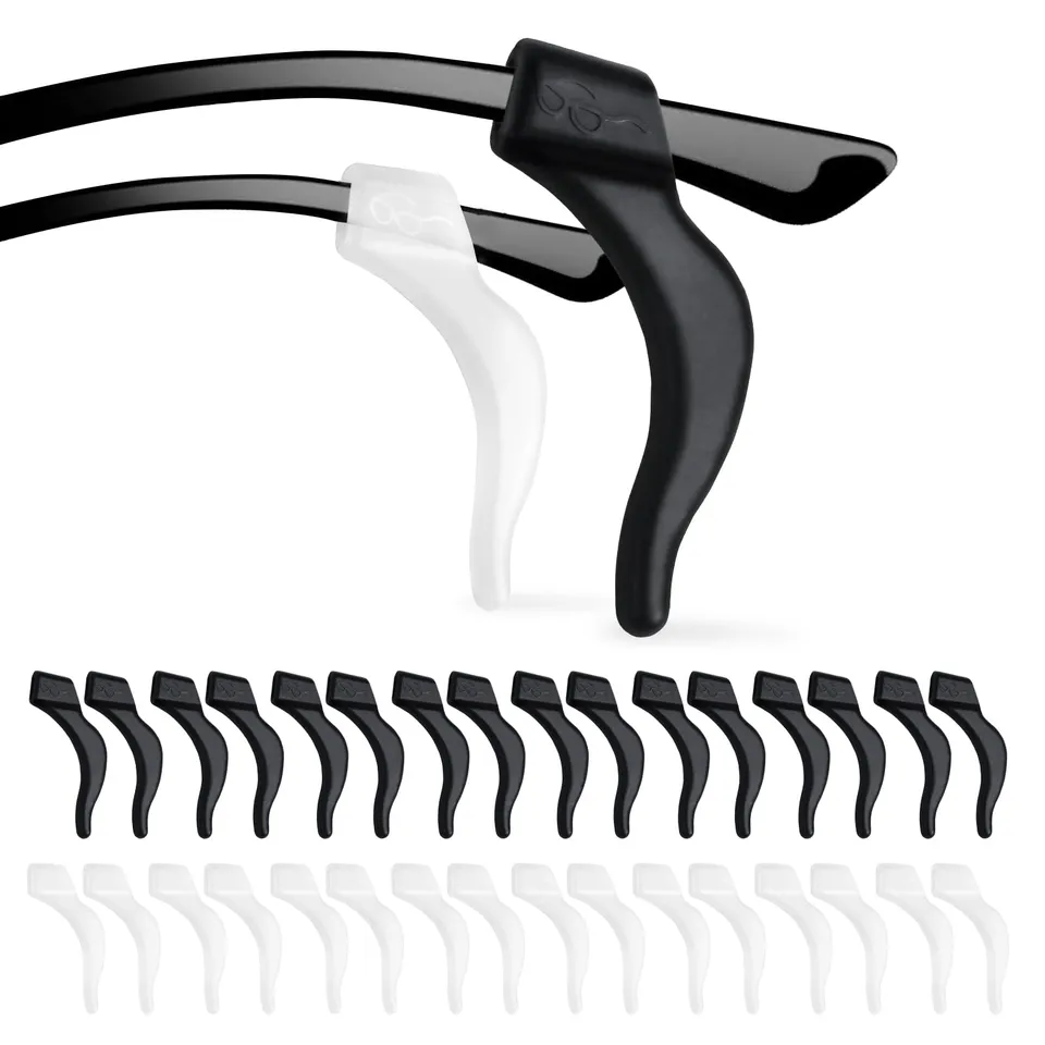 Quelcc ferma occhiali silicone 16 paia nero bianco antiscivolo
