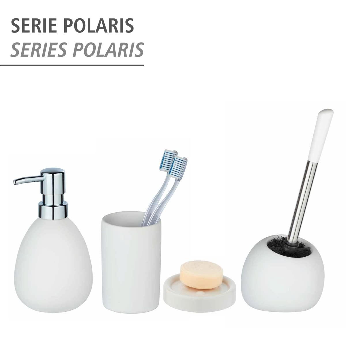 Wenko Polaris dosatore sapone ceramica bianco opaco 390 ml