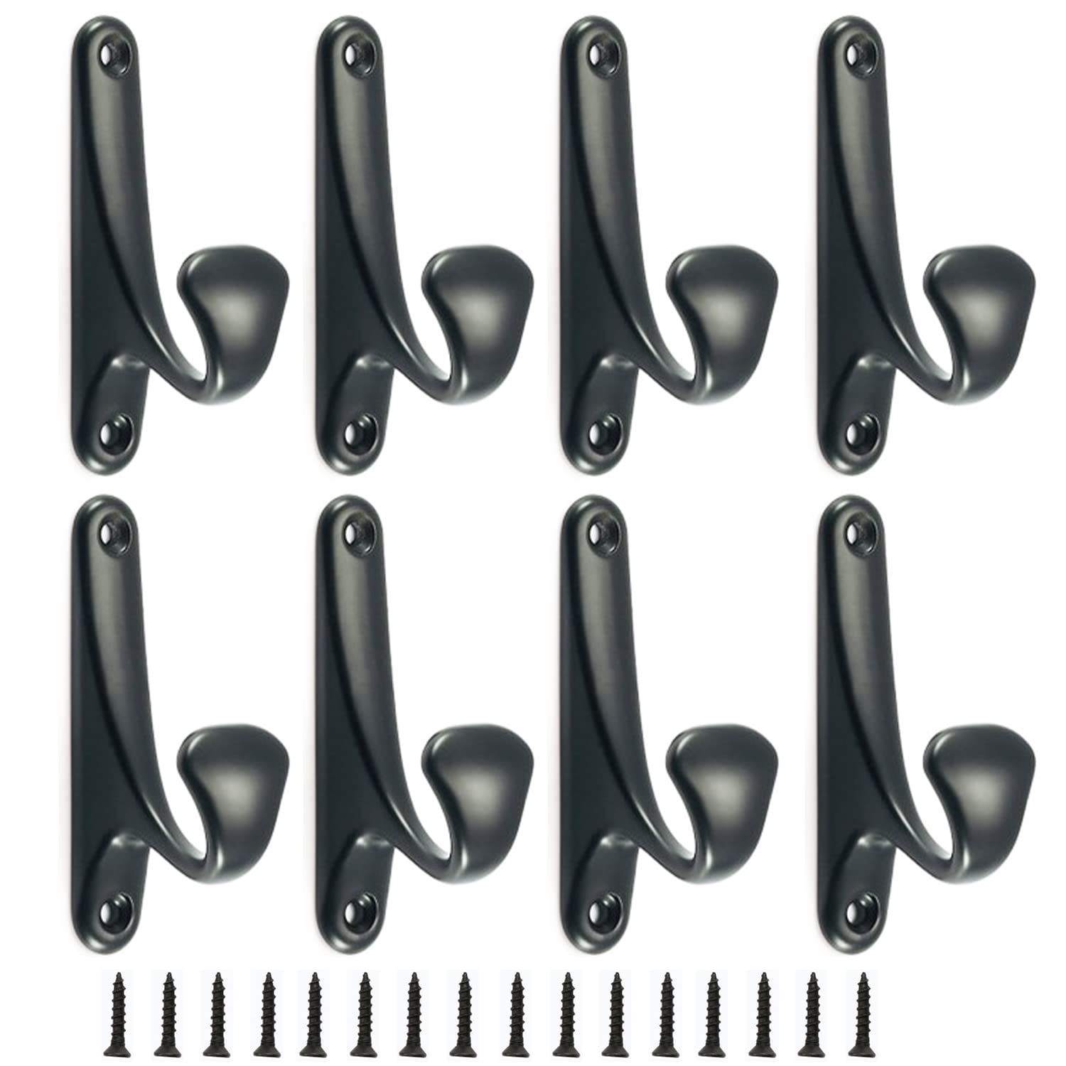 Lxoraziy gancio parete metallo 8 pezzi nero 87mm