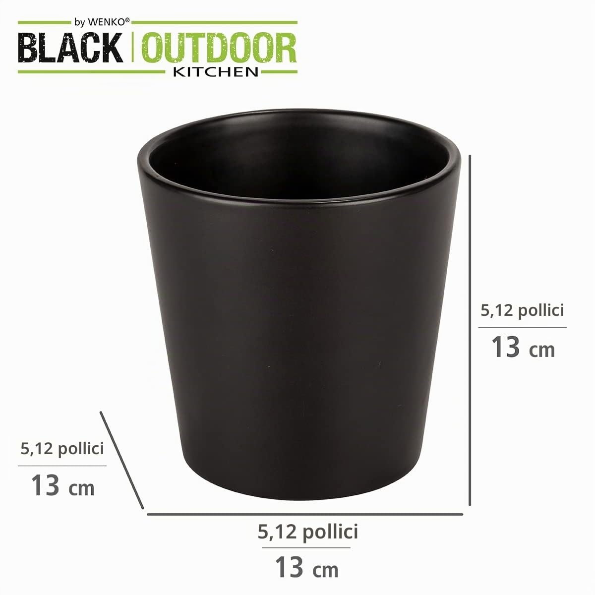 Wenko Black Outdoor Kitchen vasetto erbe nero ceramica