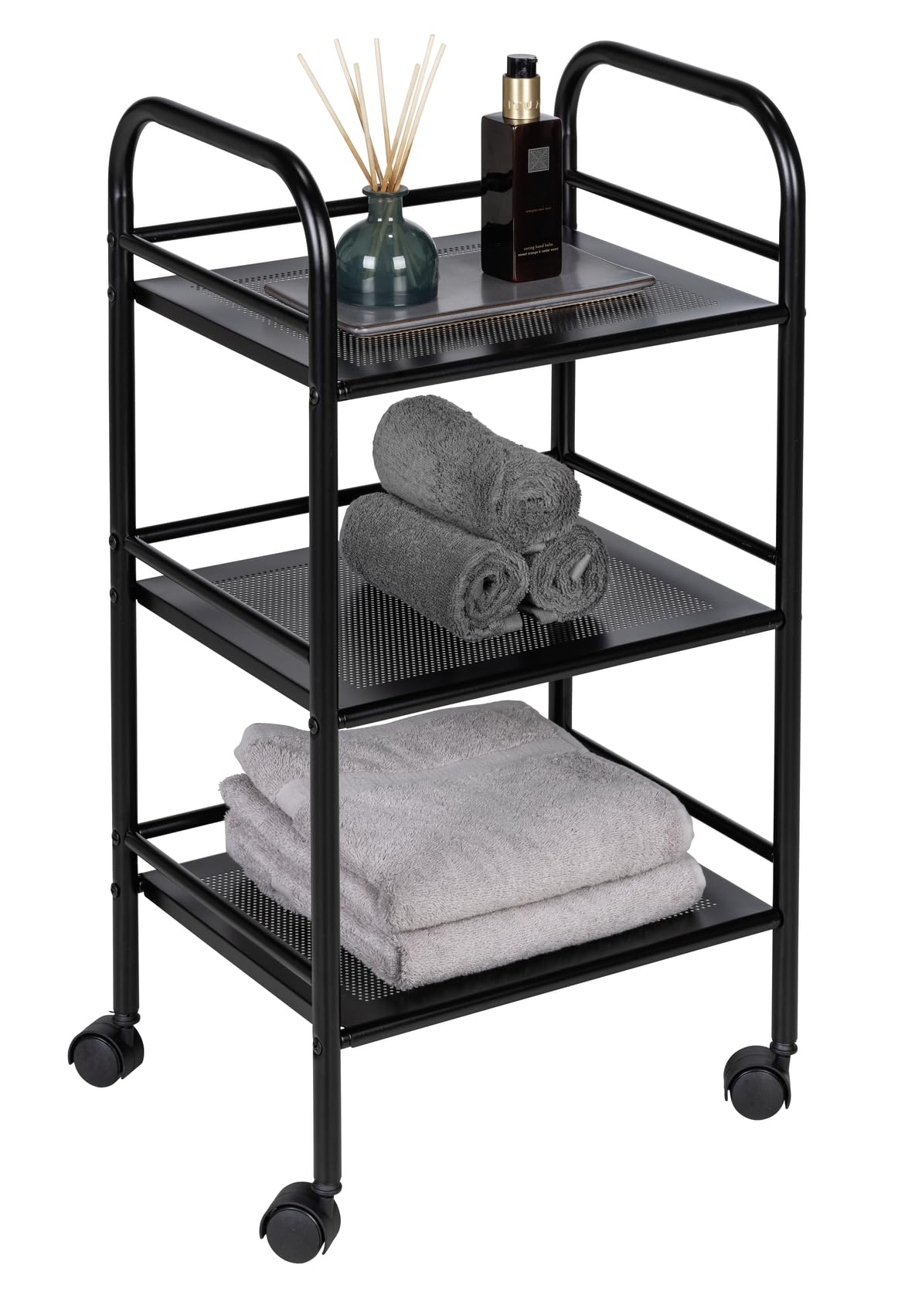 Wenko Carrello Bagno 3 Ripiani Nero Acciaio 41x75 cm