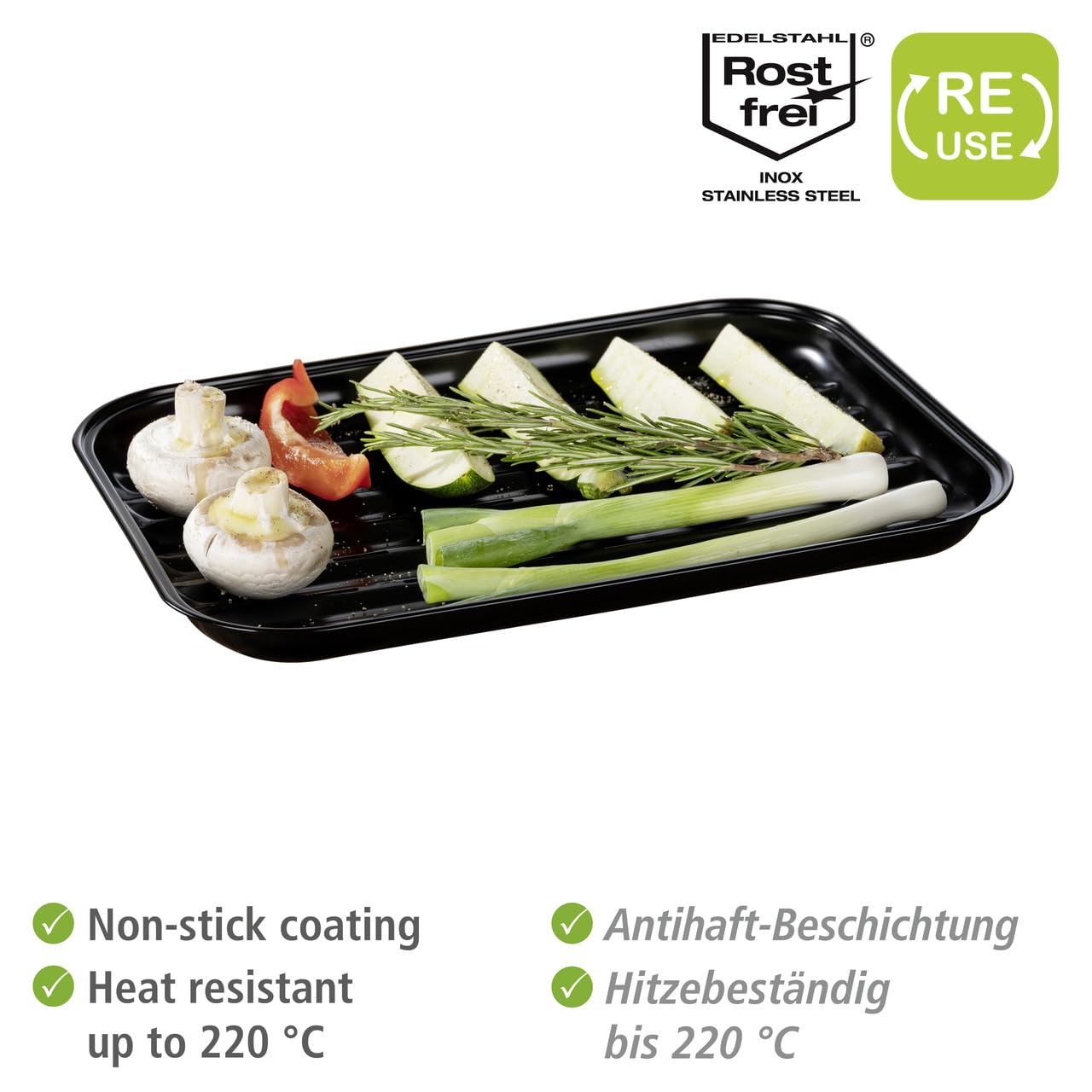 Wenko Luca vassoio barbecue antiaderente 34,5 cm nero