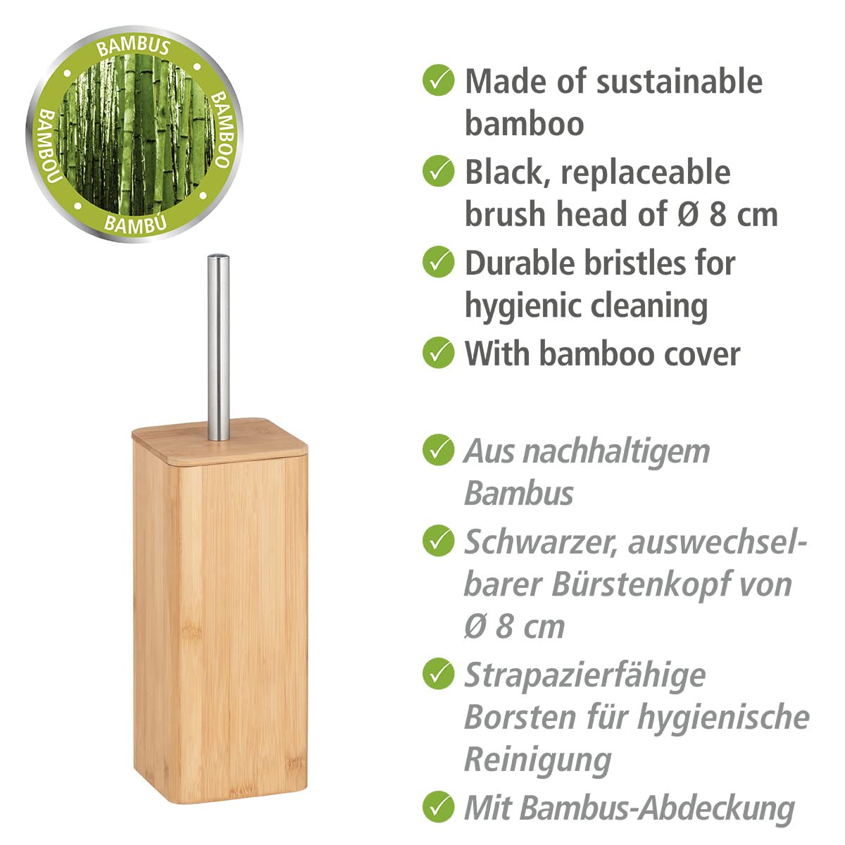 Wenko Bambusa Set WC scopino bagno bambù naturale