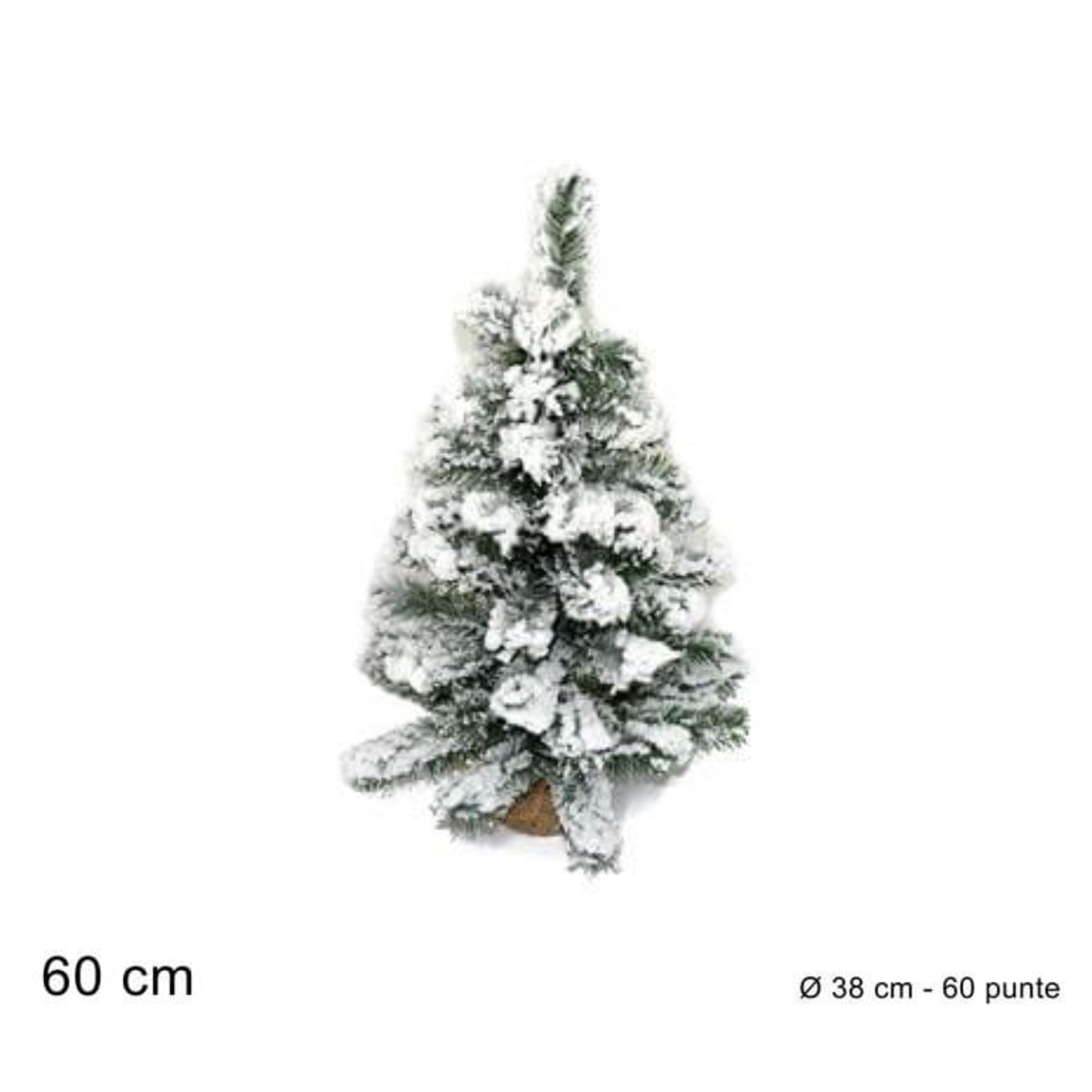 Cecaro Group Albero Innevato 60 cm 60 Punte Base Juta
