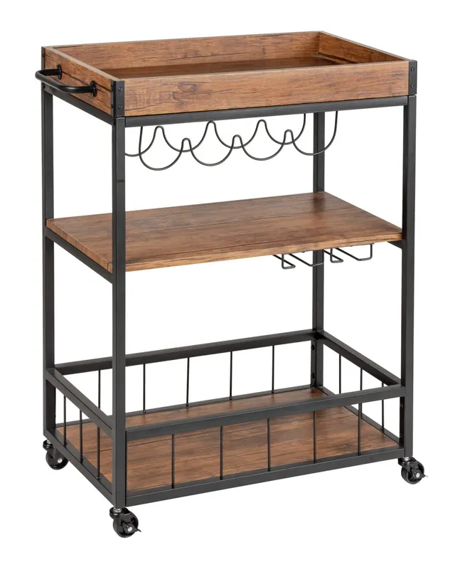 Wenko Rustico carrello cucina nero marrone 3 ripiani 80 cm