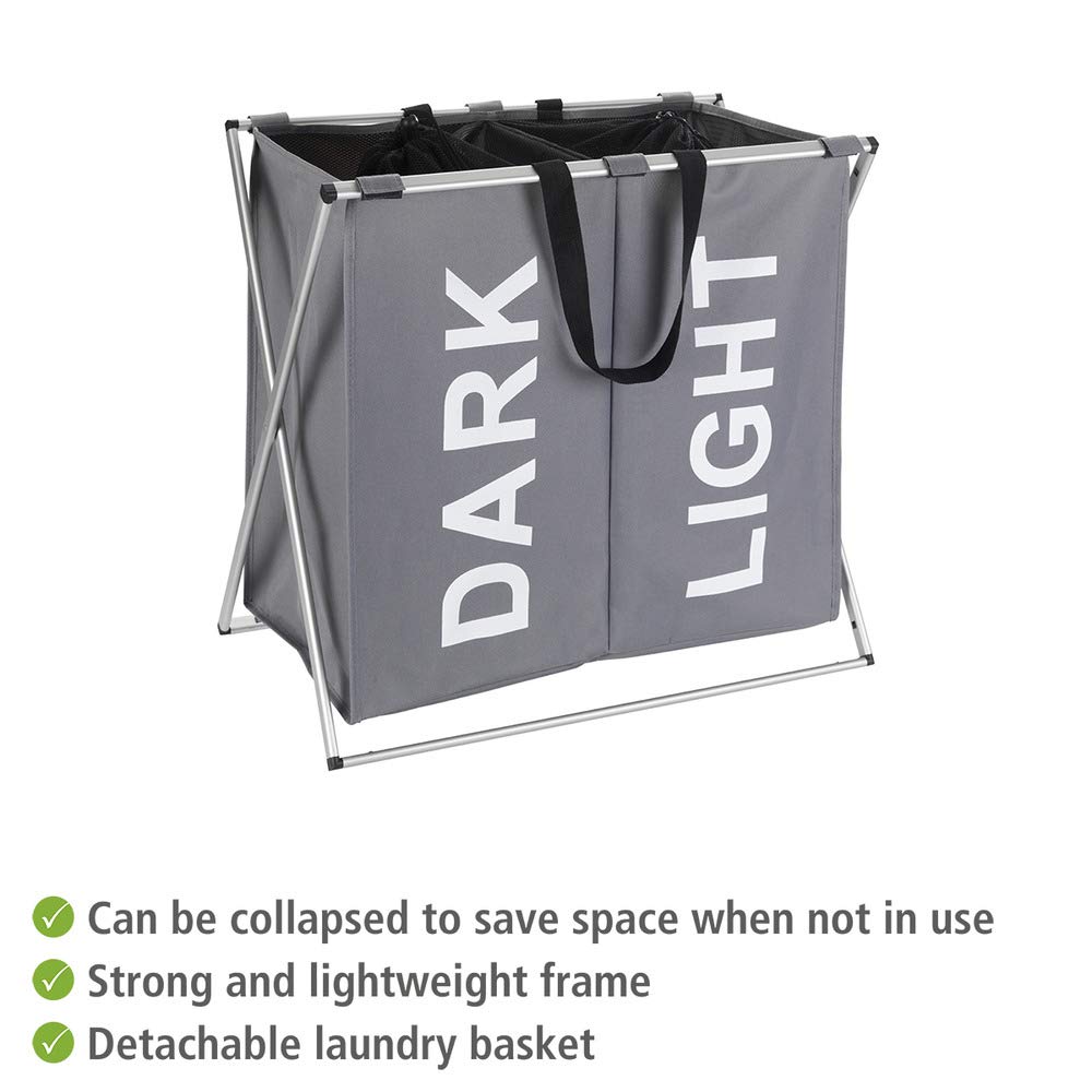 Wenko portabiancheria 2 scomparti grigio 120 L