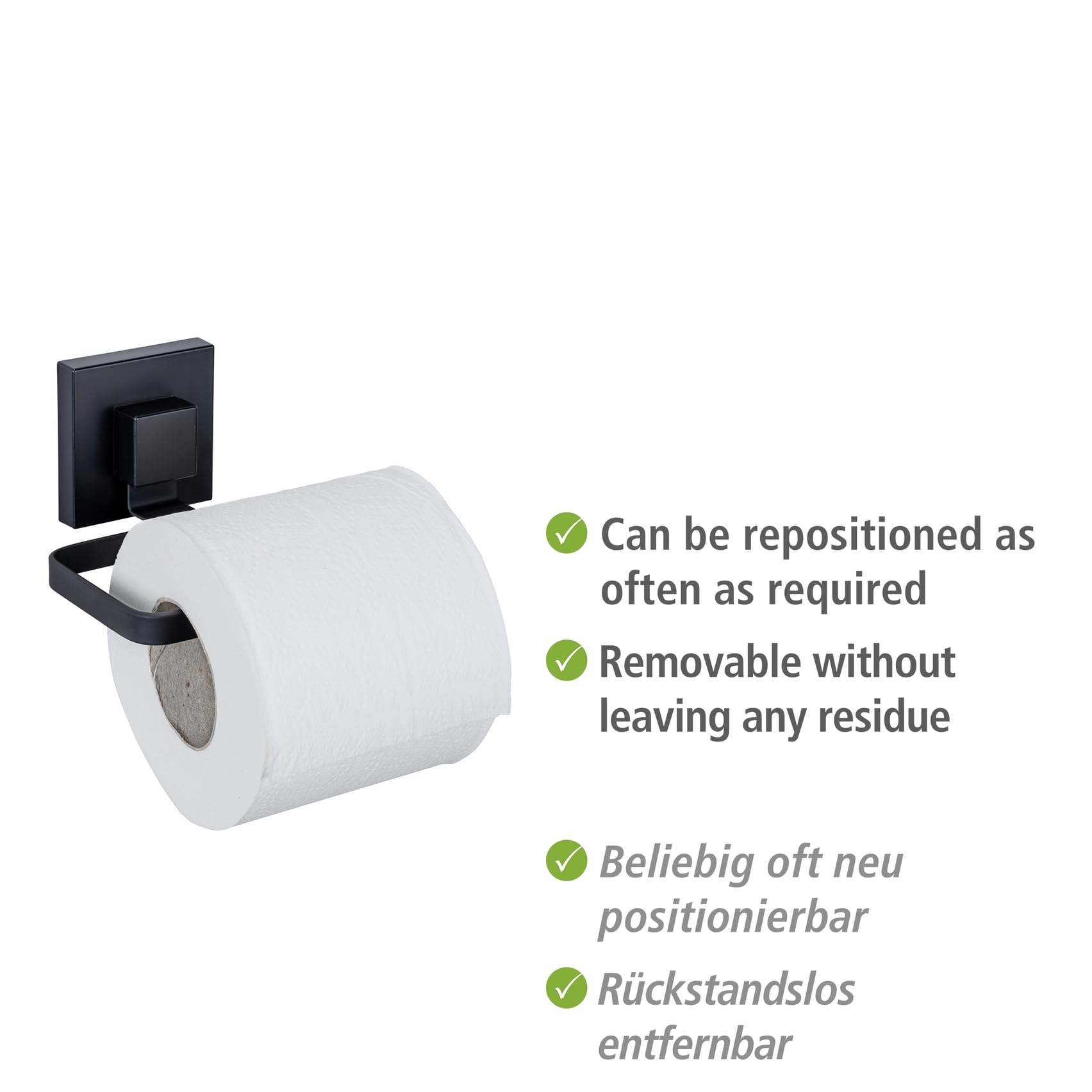 Wenko Vacuum-Loc Quadro portarotolo carta igienica nero