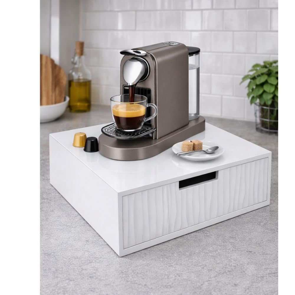 Cecaro Group Porta Capsule Caffè Bambù Bianco 30x30x10 cm 3 Scomparti