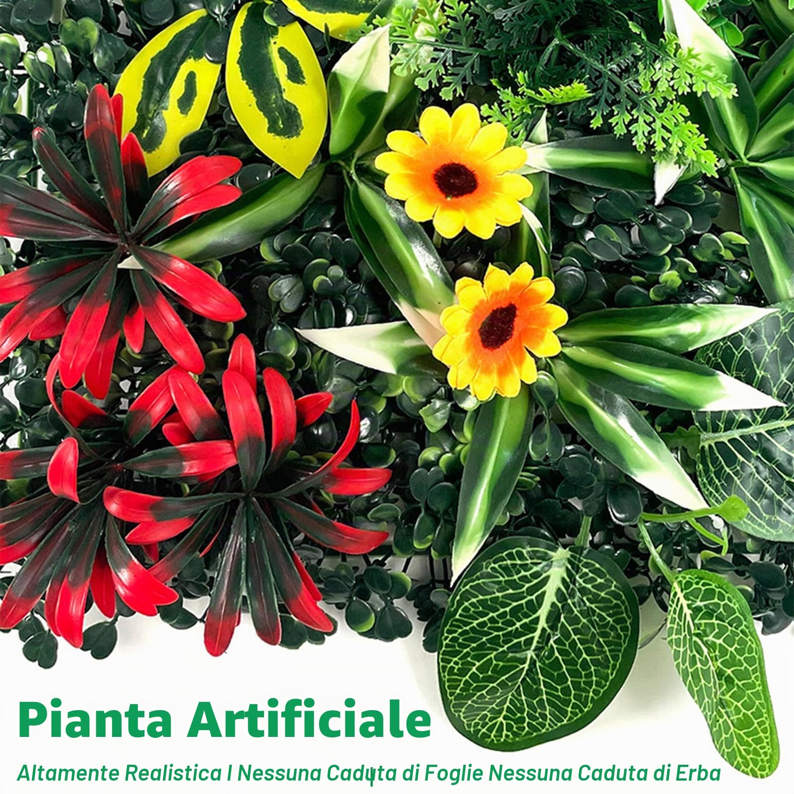 Lxoraziy Pannelli Muro Vegetale 25x25 cm 4 Pezzi