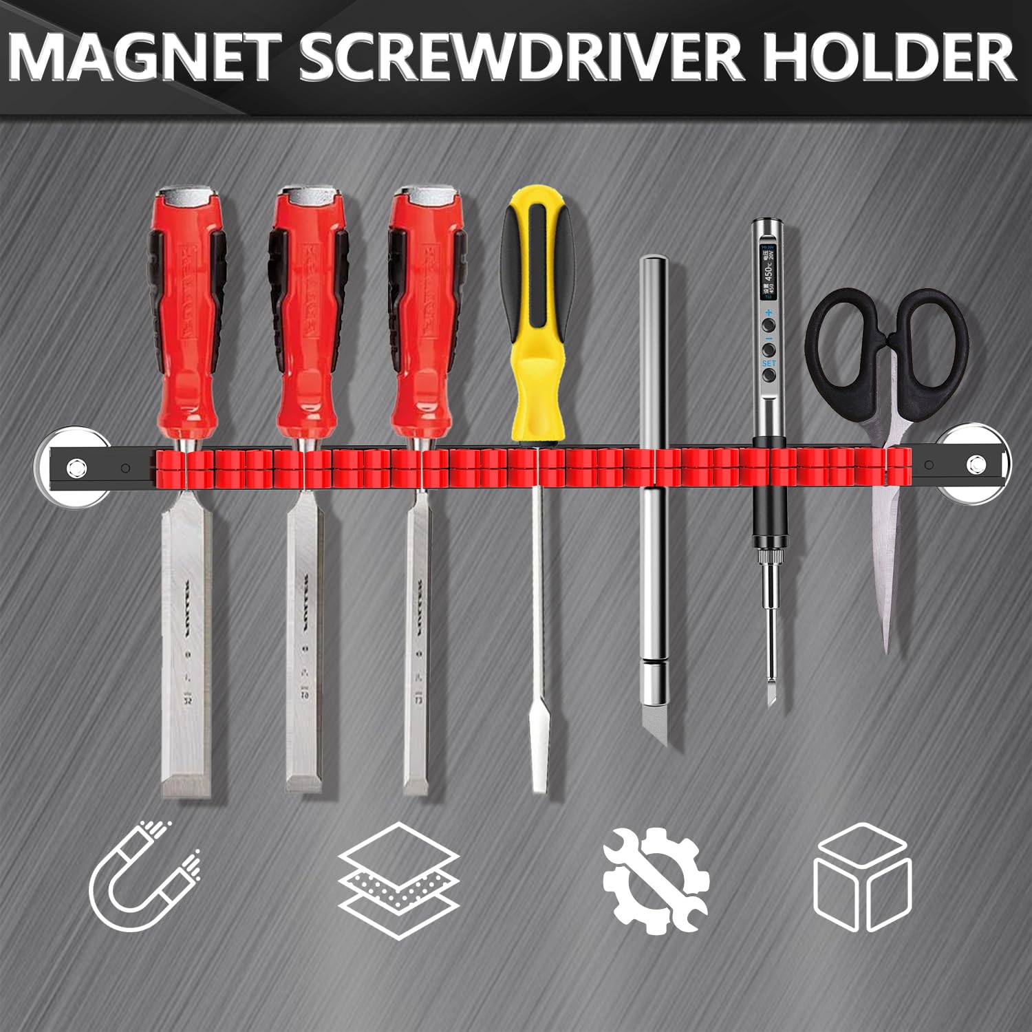 3-H barra magnetica portacacciaviti da parete 35,5 cm 2 pezzi