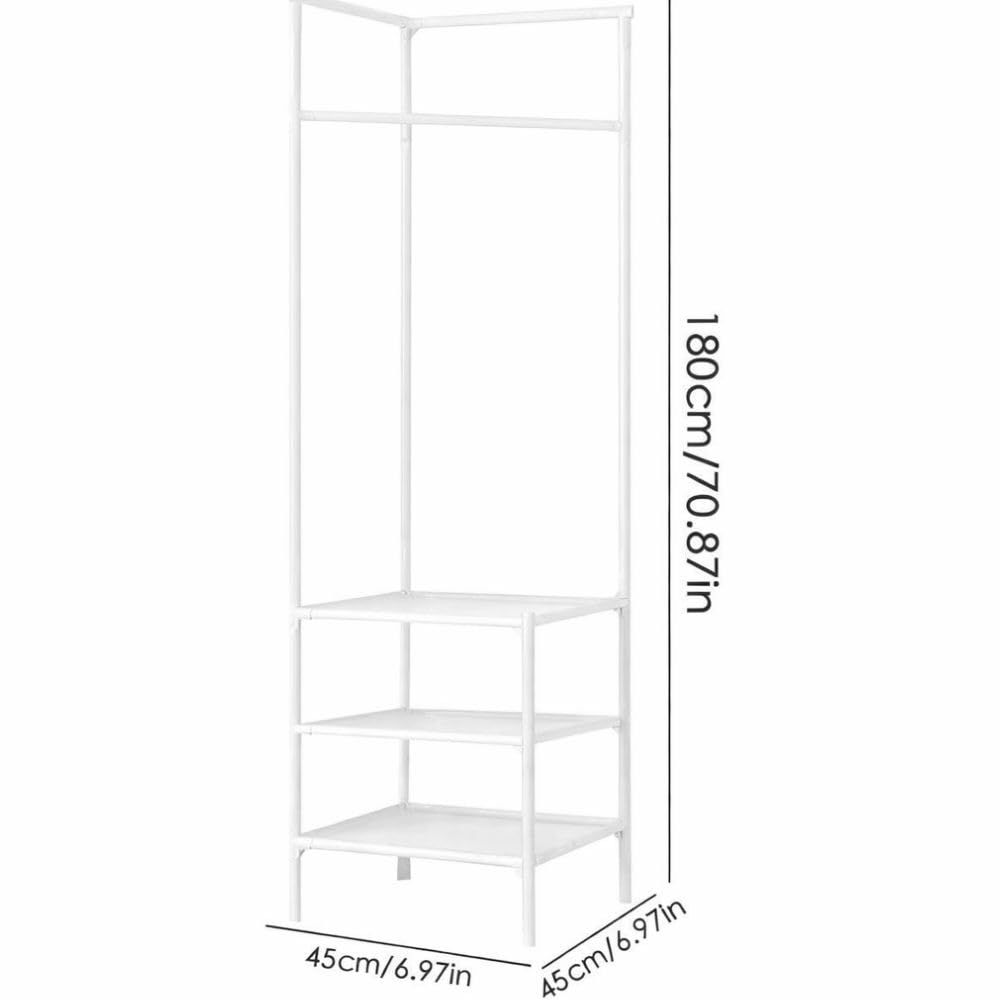 Cecaro Group Angolare appendiabiti 180x45x45 cm bianco 3 ripiani