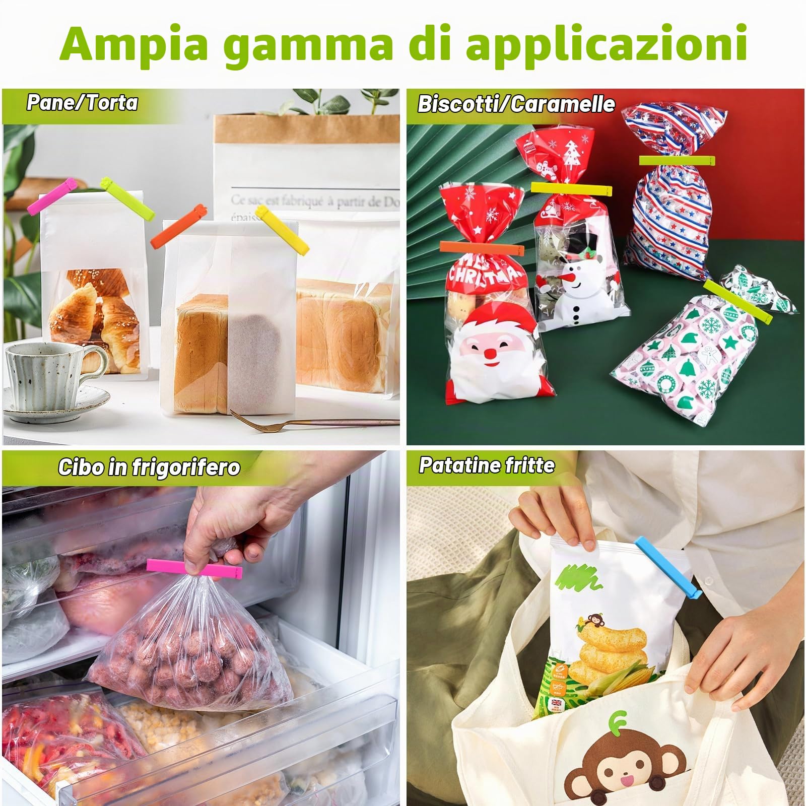 Quelcc clip chiudi sacchetti 40 pezzi 5 colori