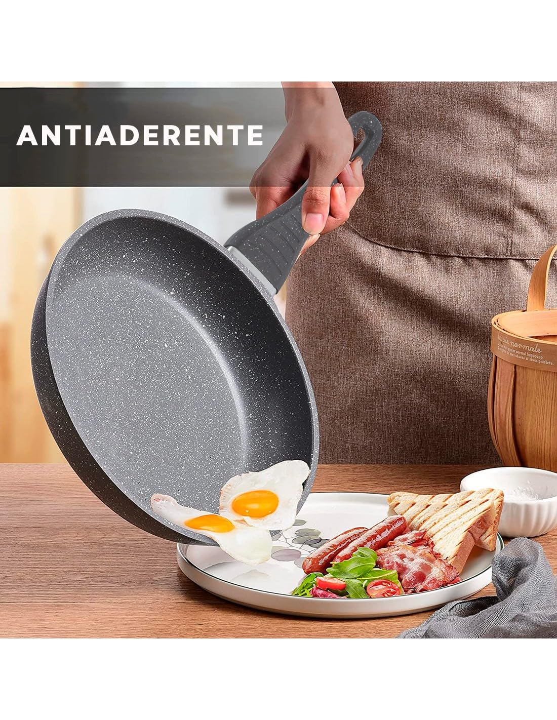 Cecaro Group Set 3 Padelle 20/24/28 cm Antiaderenti con Coperchi
