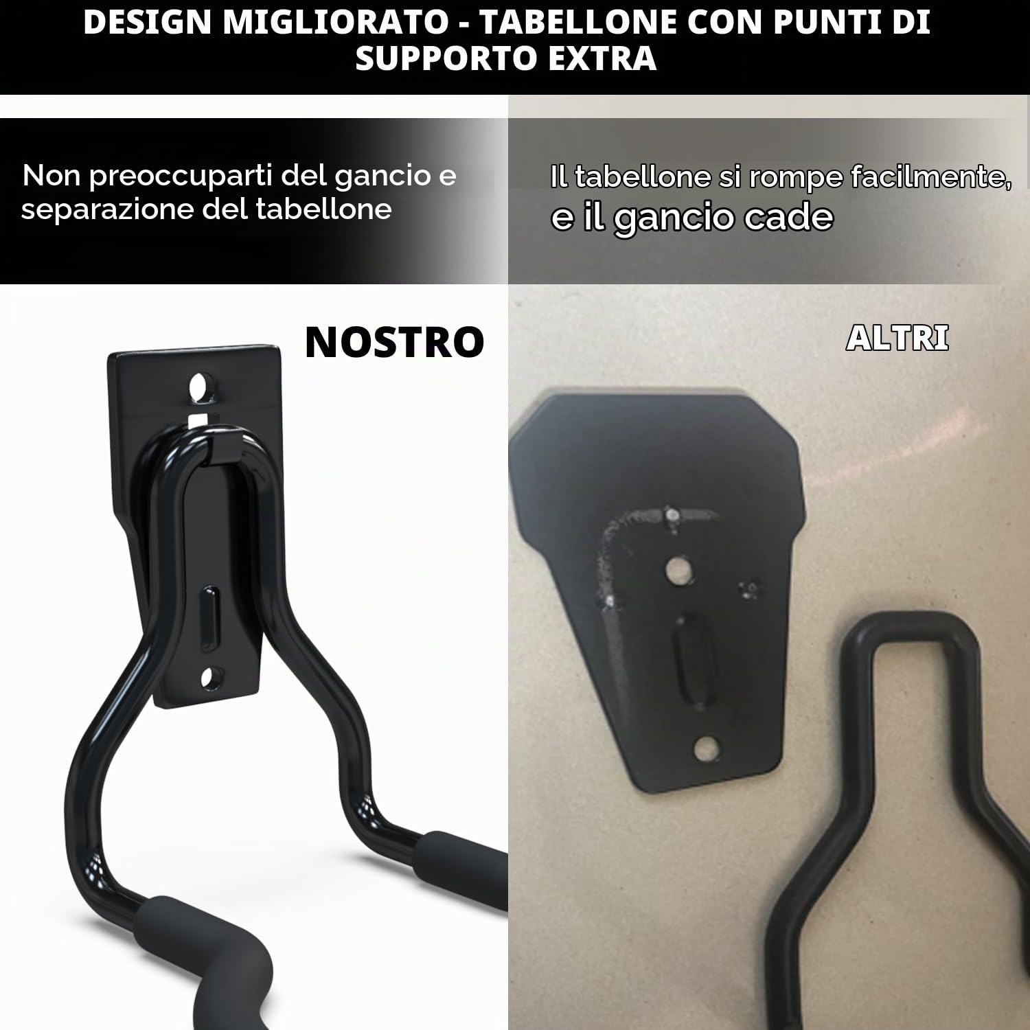 3-H Ganci da Parete Garage 6 Pezzi 50 kg