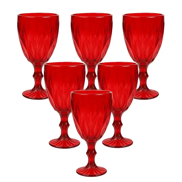 Cecaro Group Set 6 Calici Vetro Rosso 320 ml Natalizi