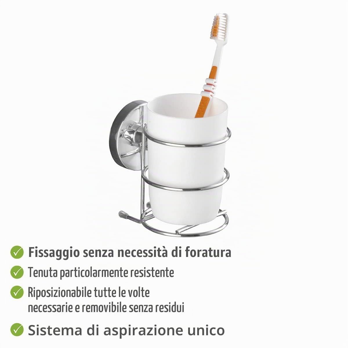 Wenko Vacuum-Loc Milazzo bicchiere portaspazzolini cromo