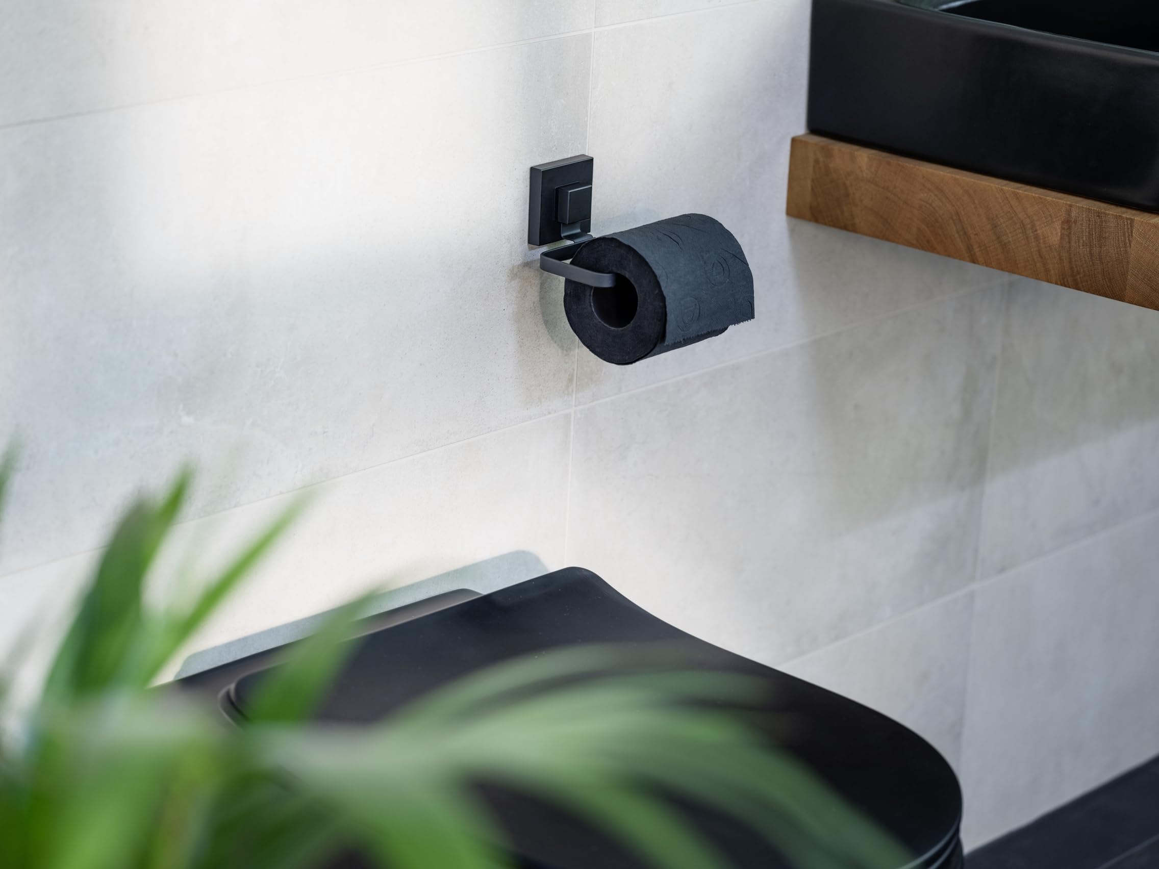 Wenko Vacuum-Loc Quadro portarotolo carta igienica nero