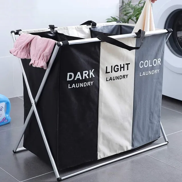 Cecaro Group Cesto Portabiancheria 3 Scomparti 100 Litri Nero