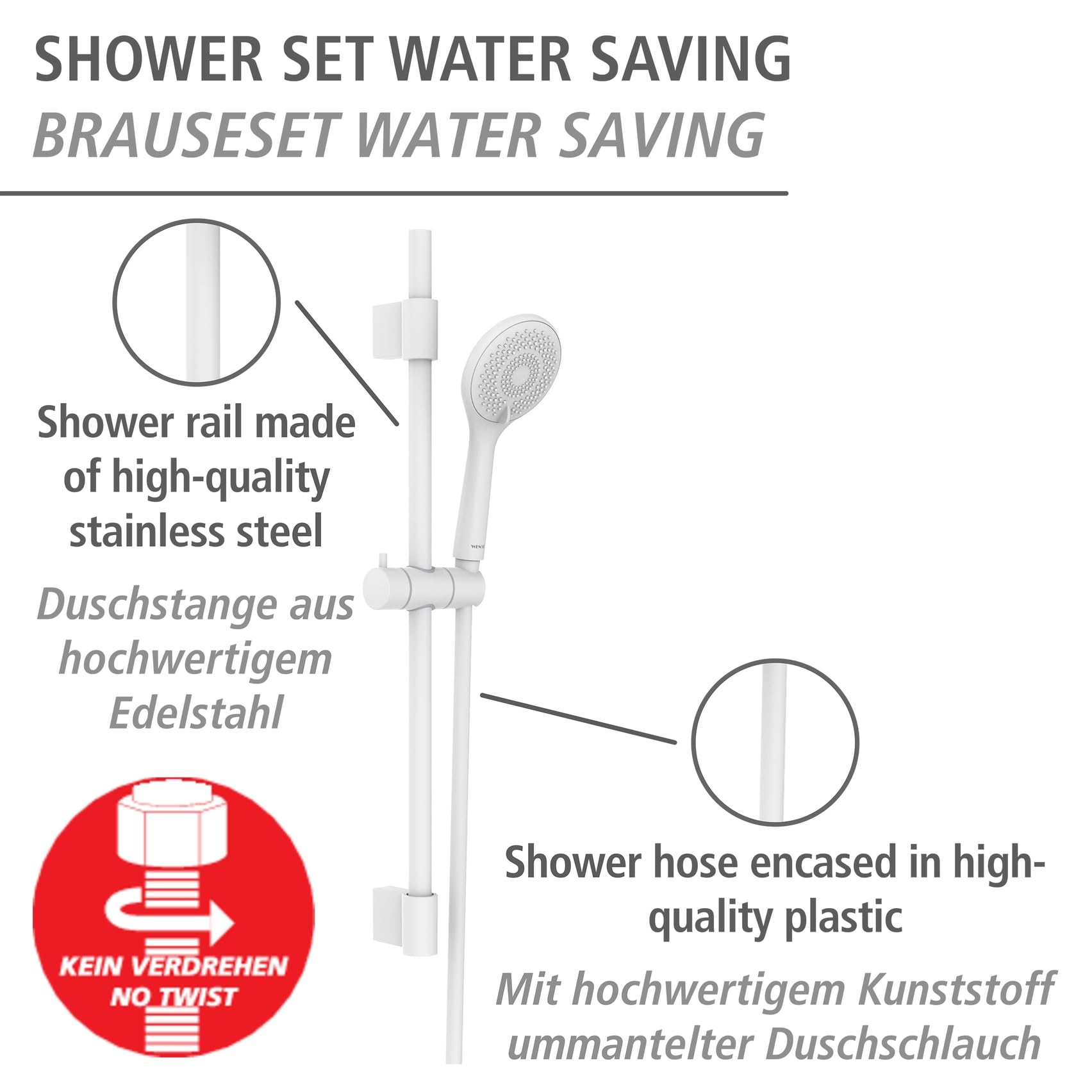 Wenko Watersaving Set Doccia Bianco 3 Getti