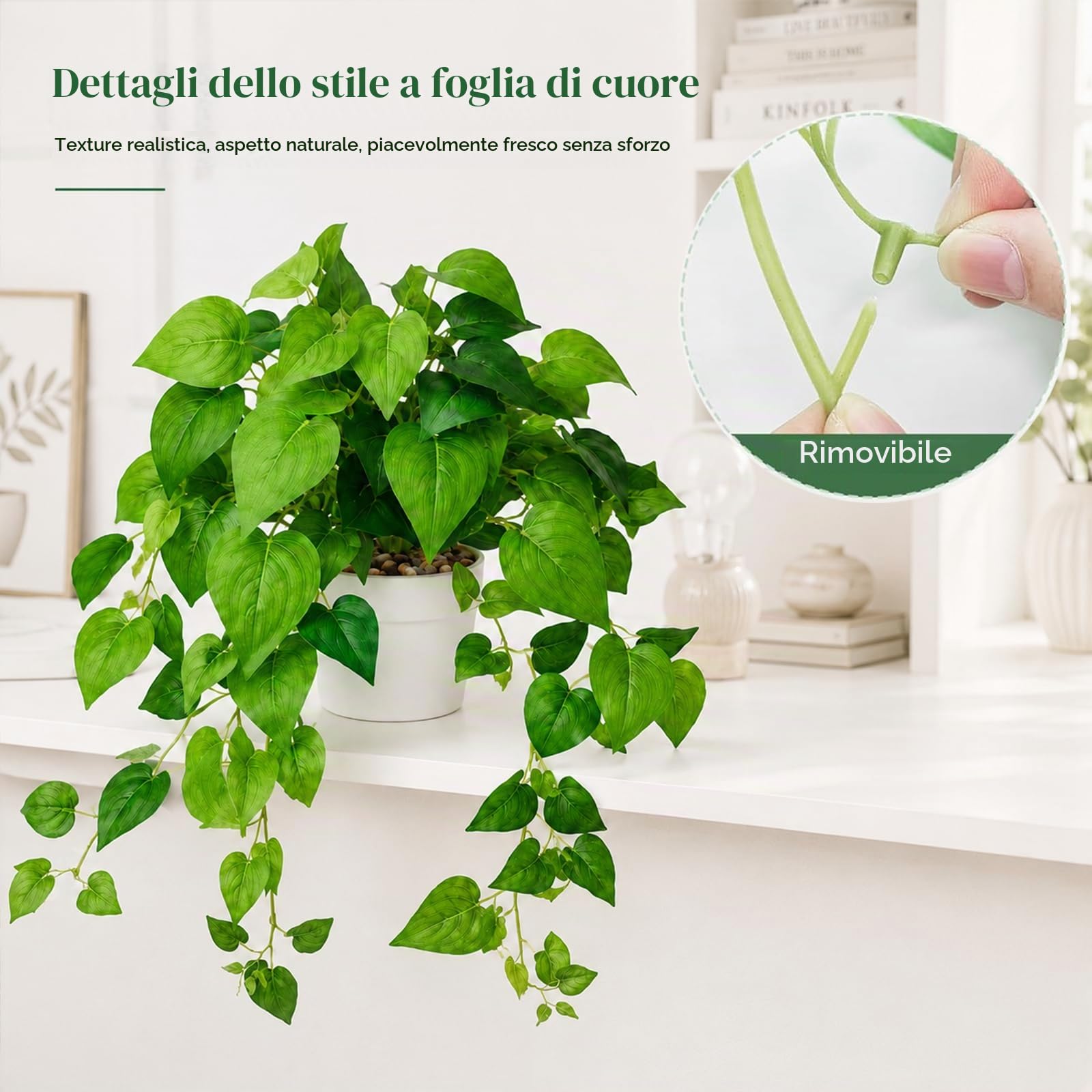 Lxoraziy pianta finta cadente 68 cm 2 pezzi con vaso