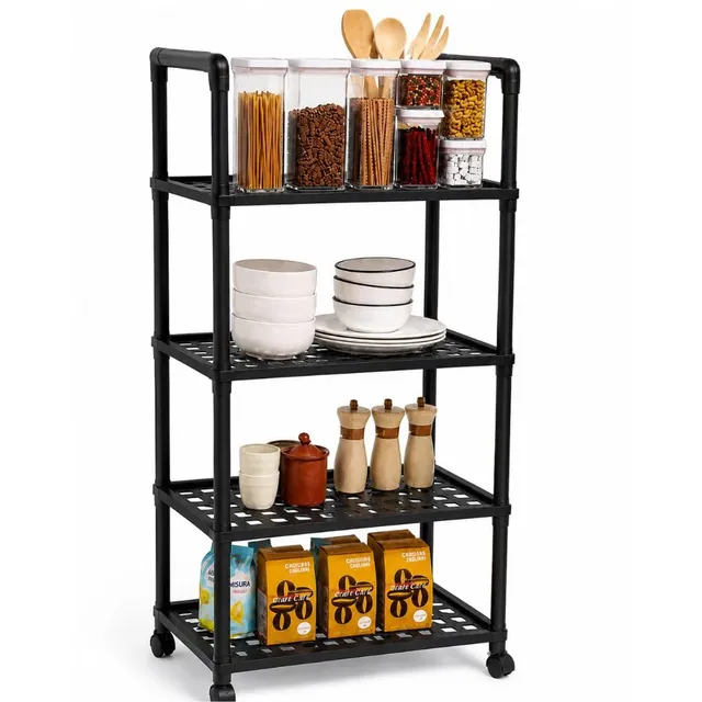 Cecaro Group Carrello Multiuso 4 Ripiani Nero 25 kg