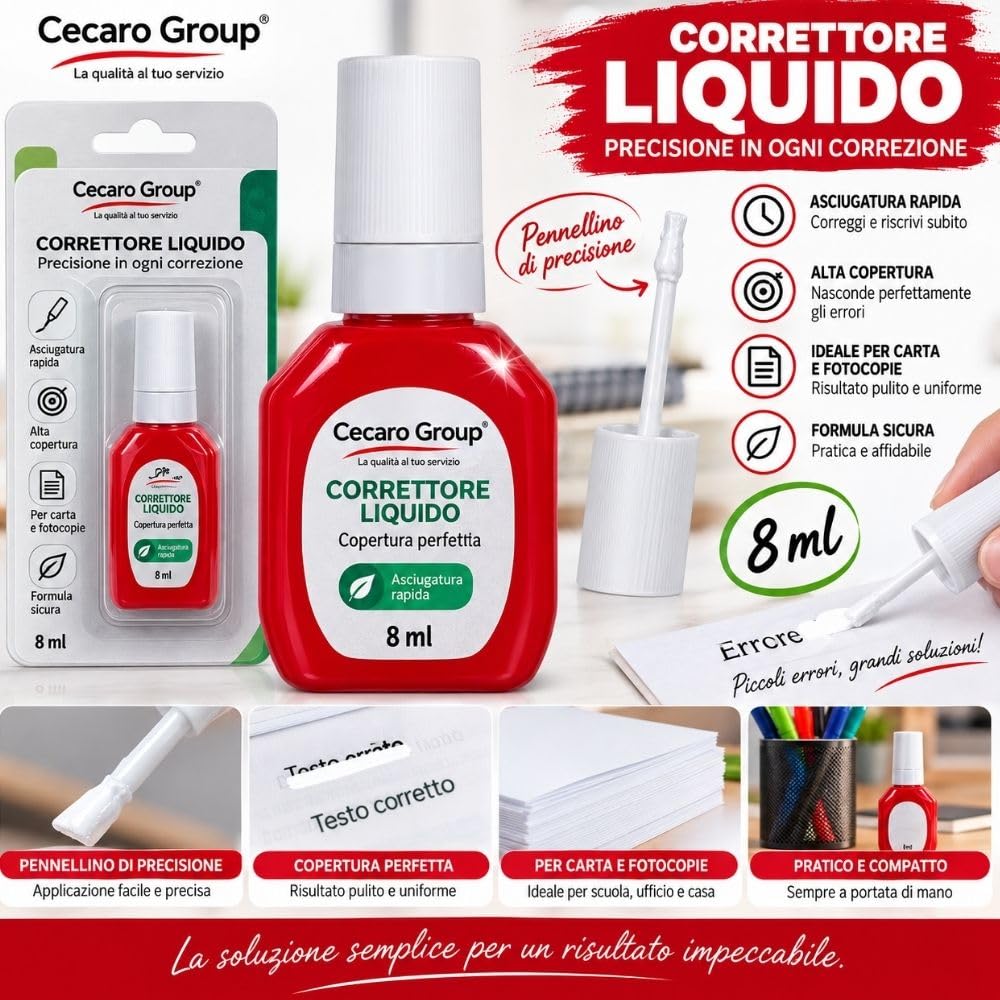 Cecaro Group Set 12 Correttori Liquidi 8 ml bianchetto asciugatura rapida