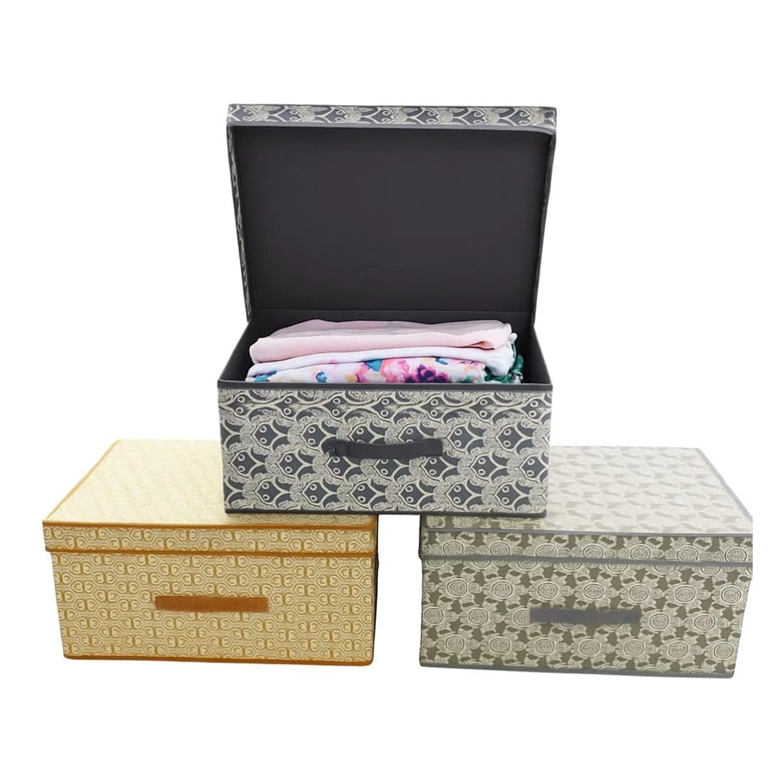 Cecaro Group Scatole Armadio 50x40x25 cm 3 Pezzi con Coperchio