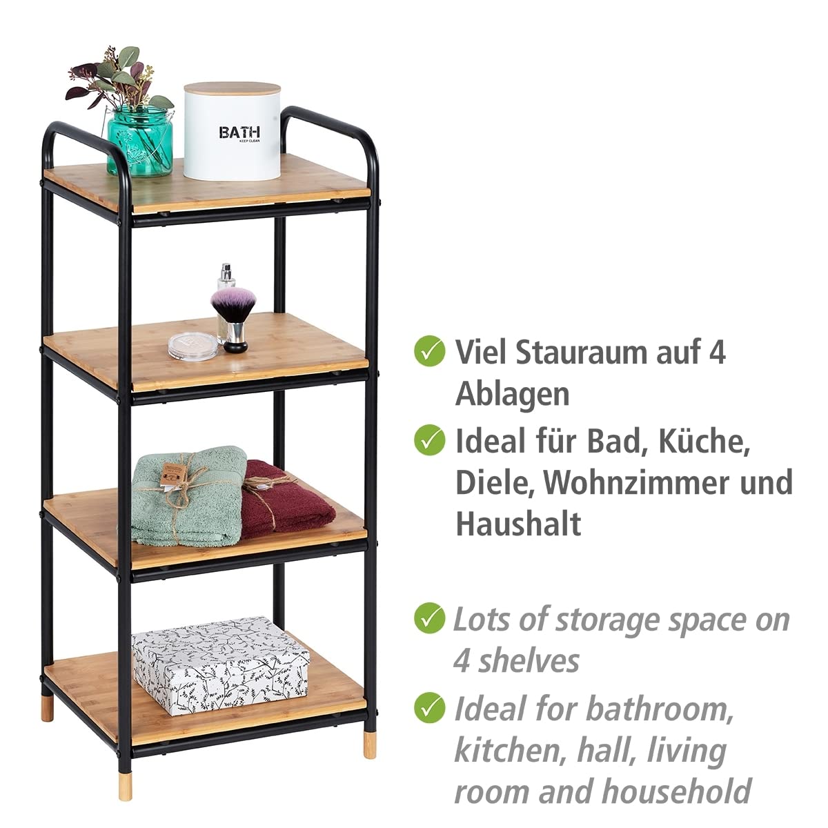 Wenko Loft Scaffale 4 Ripiani Bambù 42x94,5 cm
