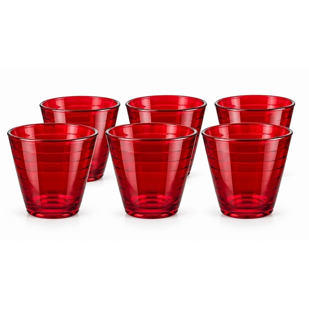 Cecaro Group set bicchieri rossi vetro 250 ml 12 pezzi linee