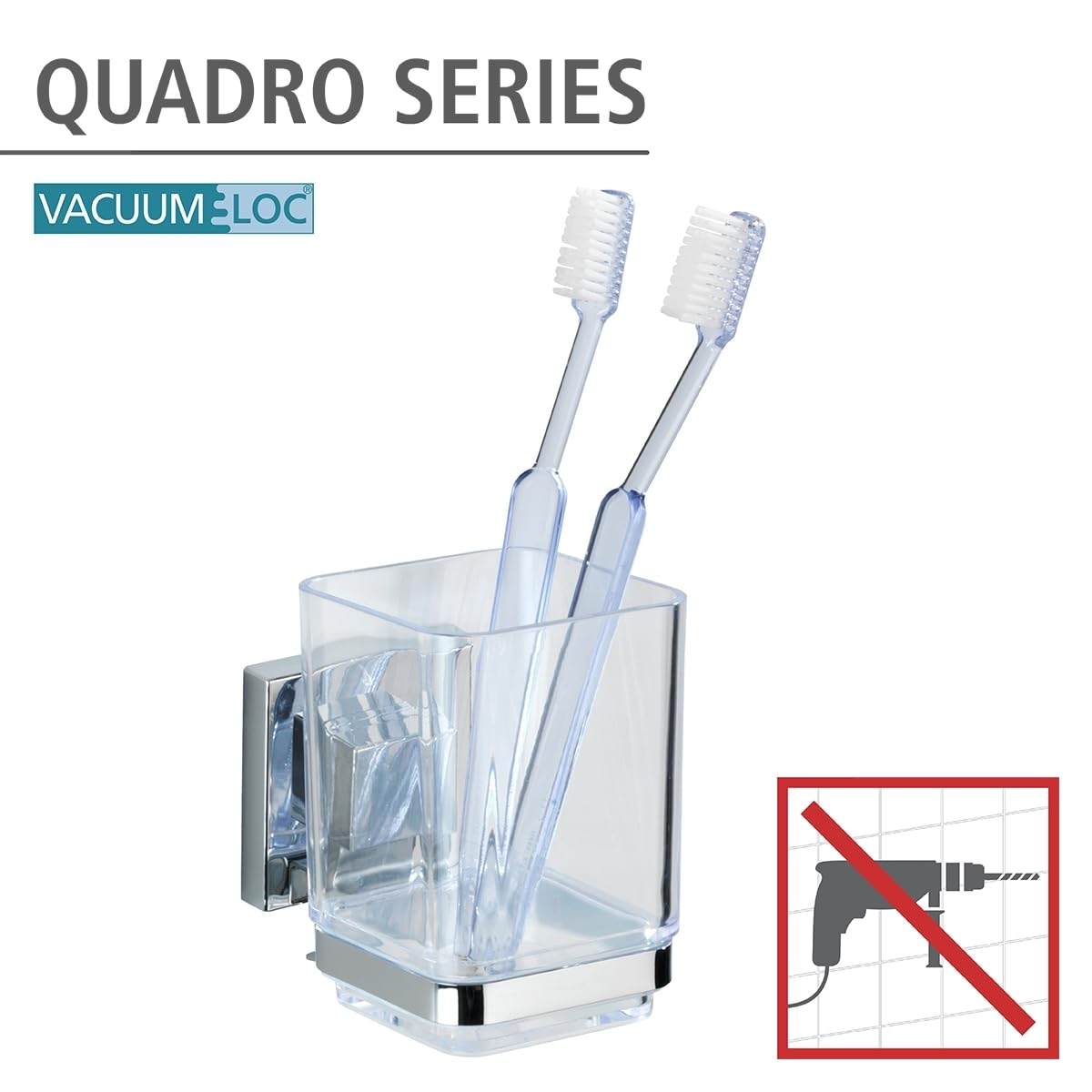 Wenko Vacuum-Loc Quadro bicchiere acciaio 7,5x10x10